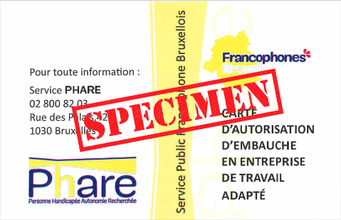 Spécimen de la carte jaune PHARE